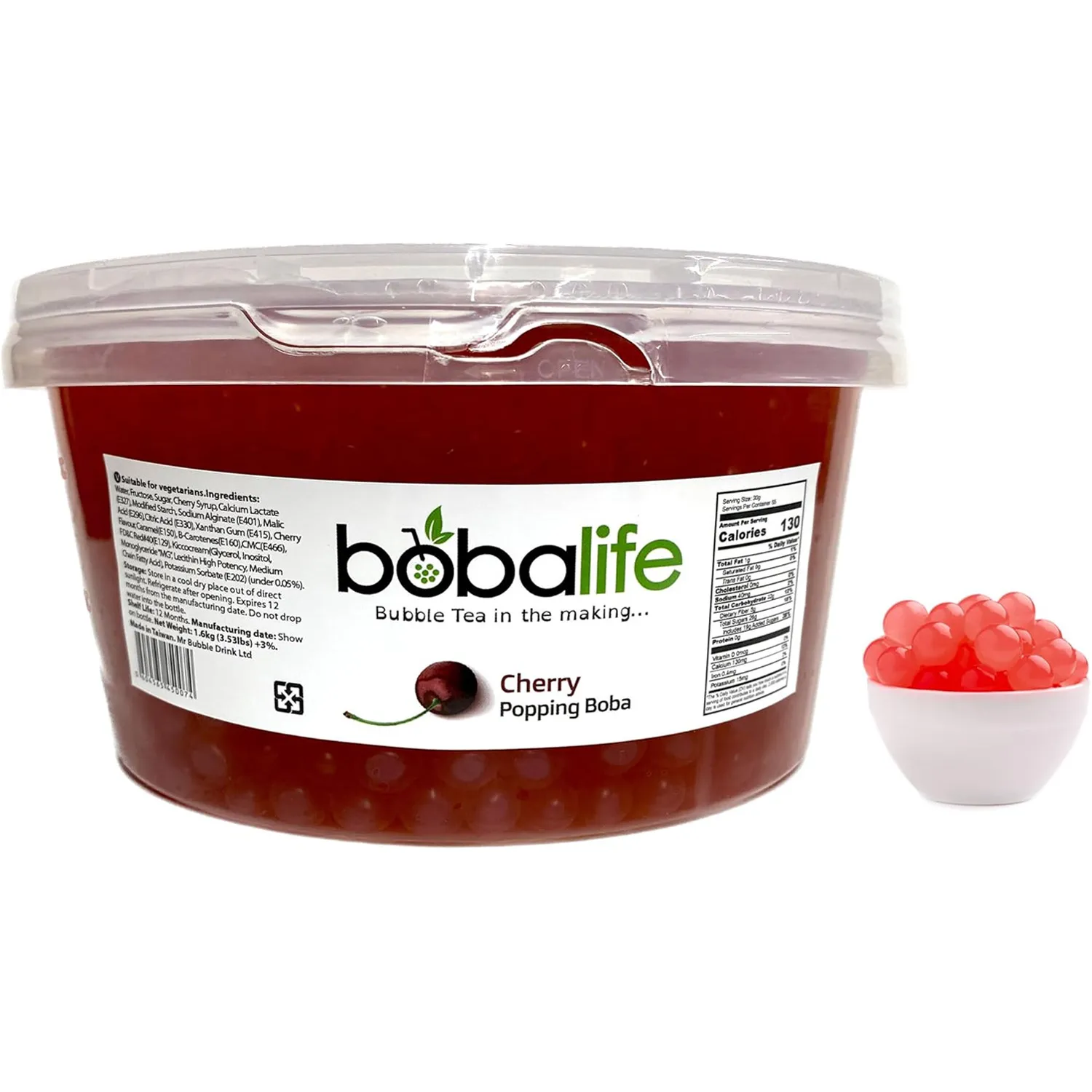 Cherry Bubble Tea Pearls by Boba Life (1.6kg)