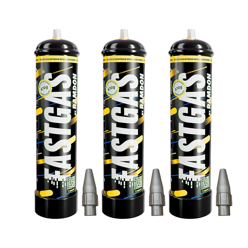 Fast Gas Cream Chargers x 3 (670g N2O)